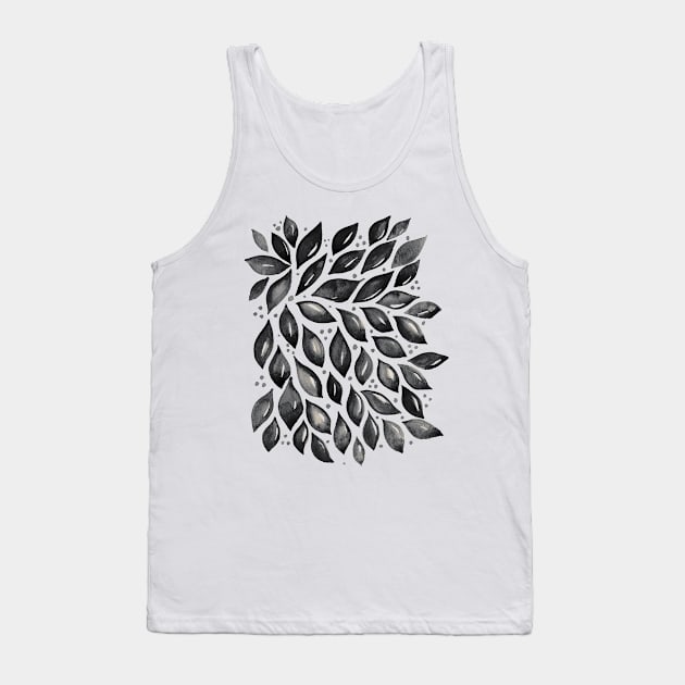 Abstract leaves and dots - black and white Tank Top by wackapacka